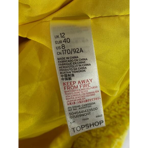 TOPSHOP Women’s Yellow Button-Up Oversized Teddy Jacket SZ 8 - Picture 9 of 11